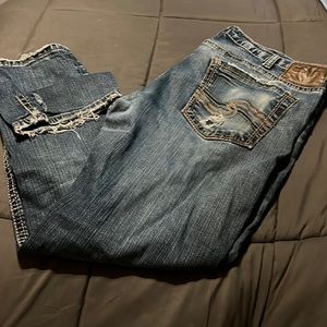 Distressed Silver Konrad Jeans. Size 40/32